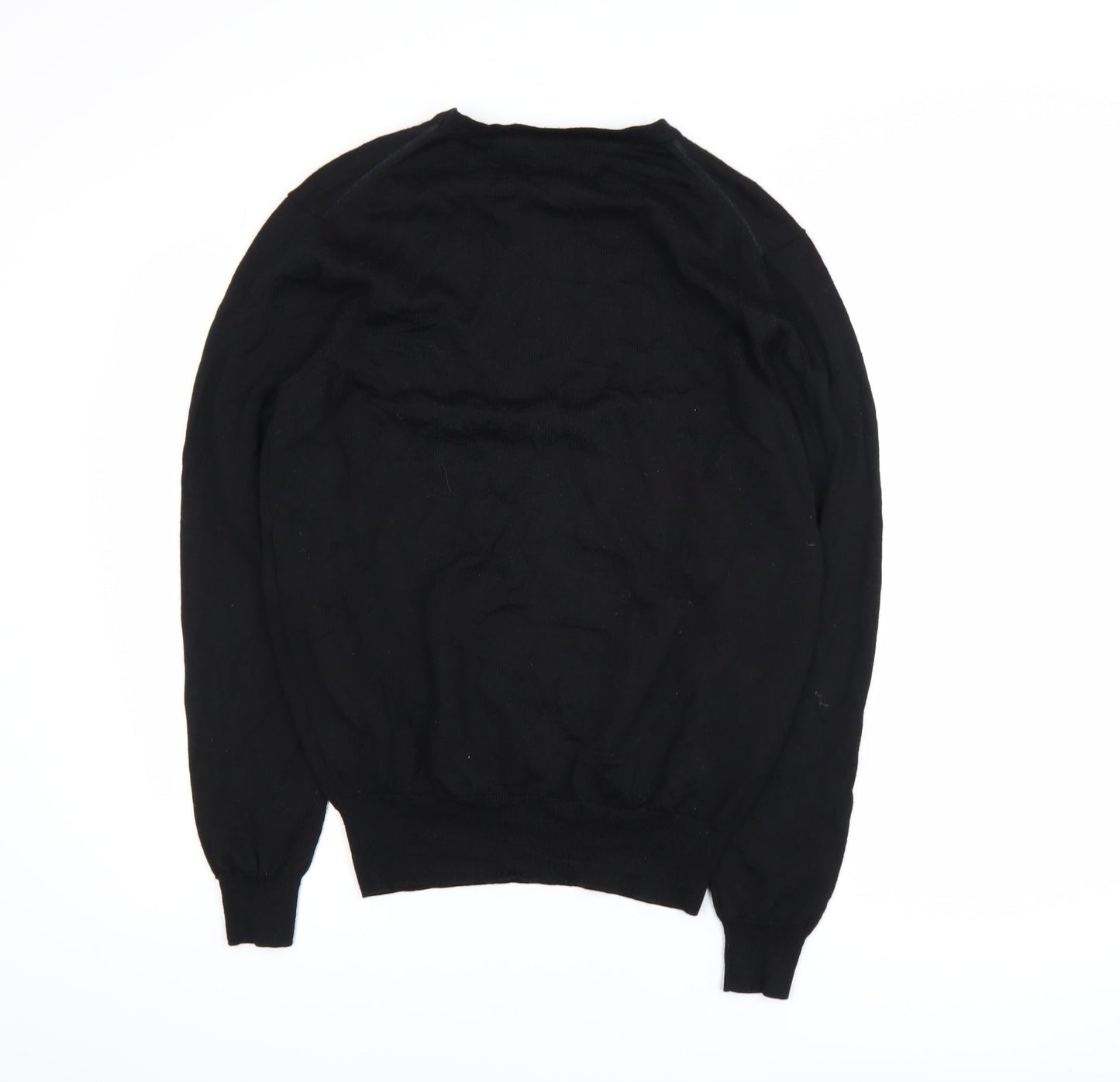 Pretty Green Mens Black Wool Blend Crew Neck Jumper M