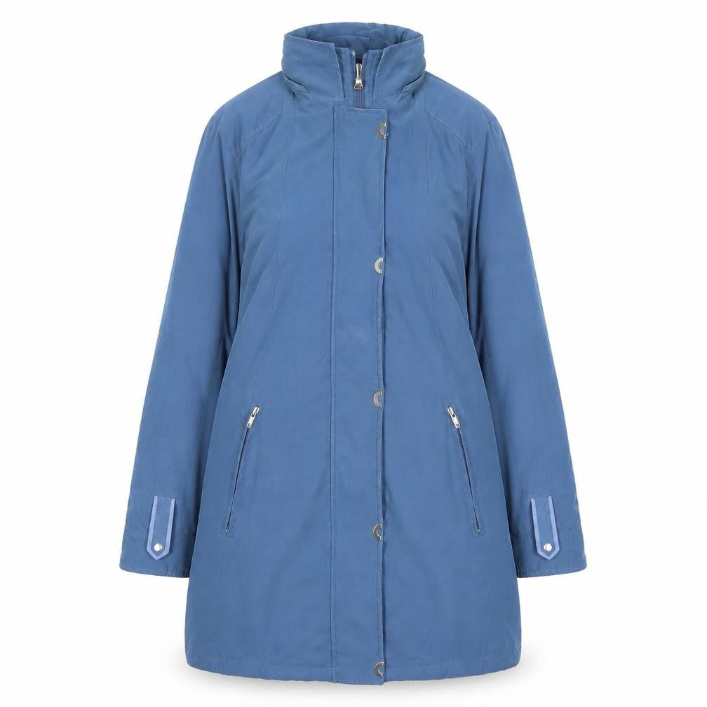 Katherine Hammond Women's Blue Long Coat Size 14 Lined Overcoat