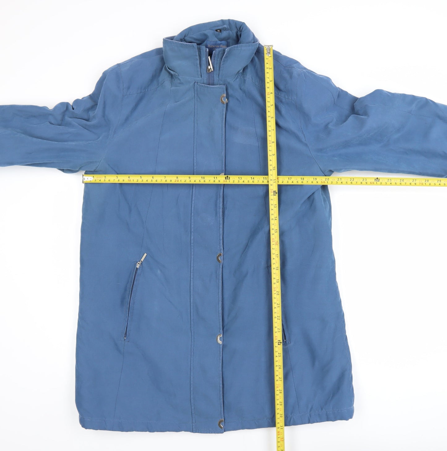 Katherine Hammond Women's Blue Long Coat Size 14 Lined Overcoat