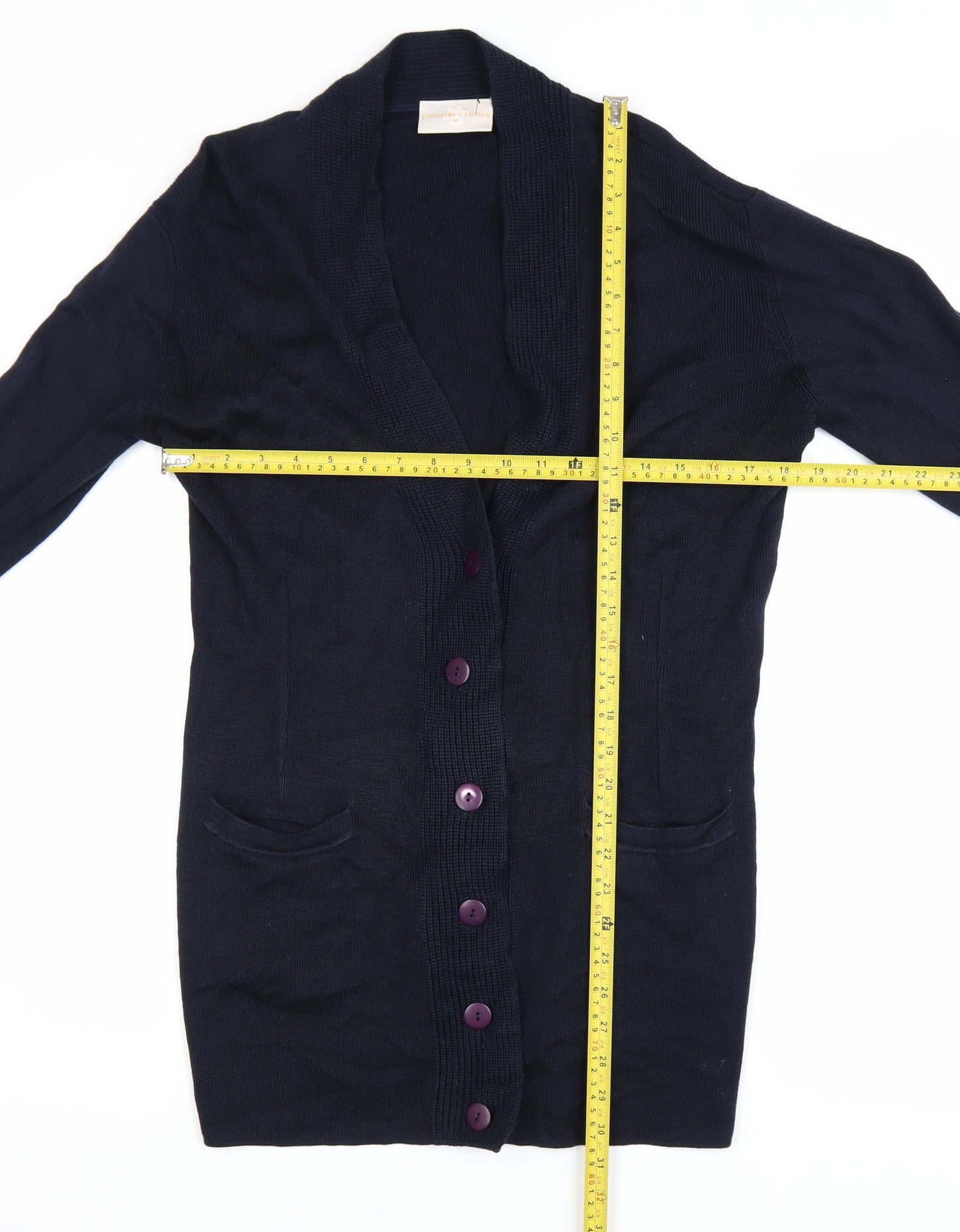 Country Casuals Men's Black Wool Blend Button Cardigan M