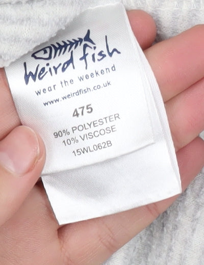 Brand and care label for Weird Fish Women’s Grey 1/4 Zip Fleece Active Jacket, size UK 10