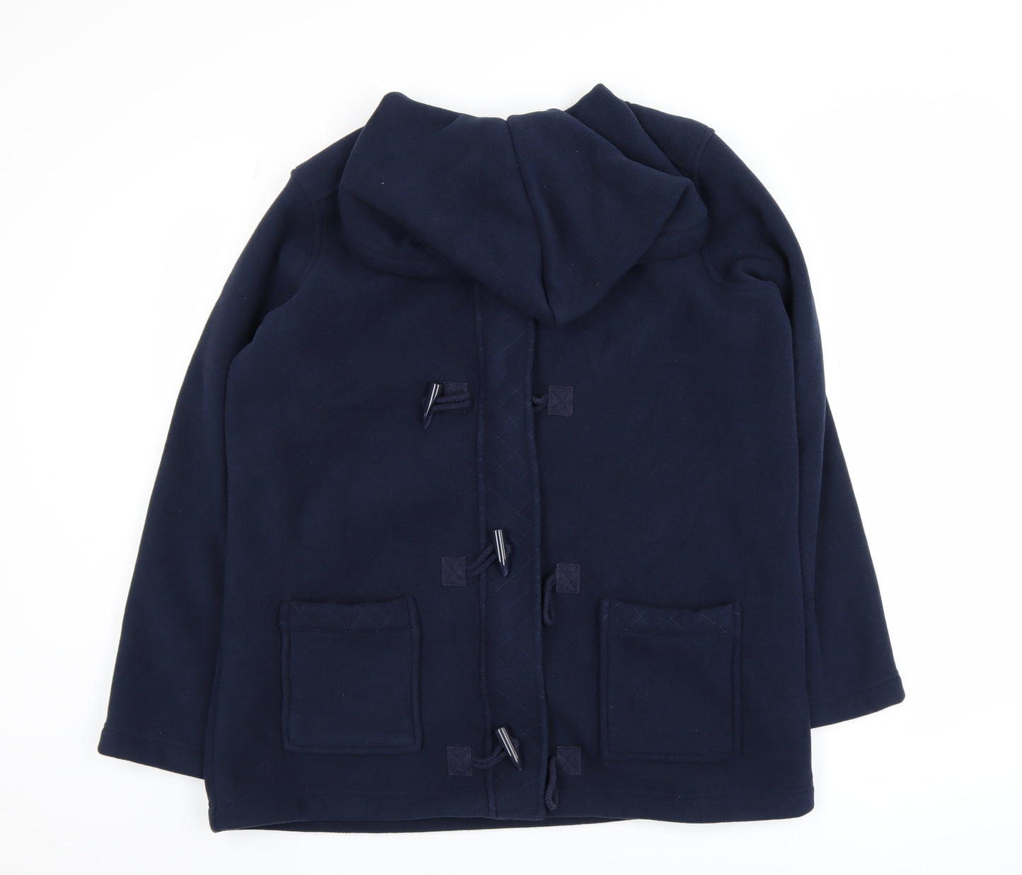 EWM Womens Blue Hooded Mid-Length Duffle Coat Size M Fleece