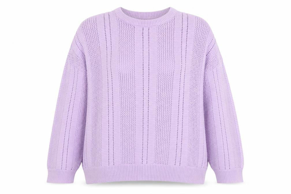 Marks & Spencer Women's Purple Open-Knit Cotton Jumper L