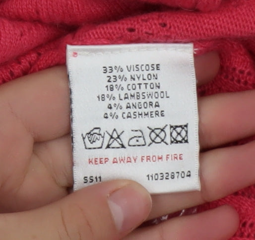 White Stuff Women Pink Jumper Dress Size 8 Knit Long Sleeve