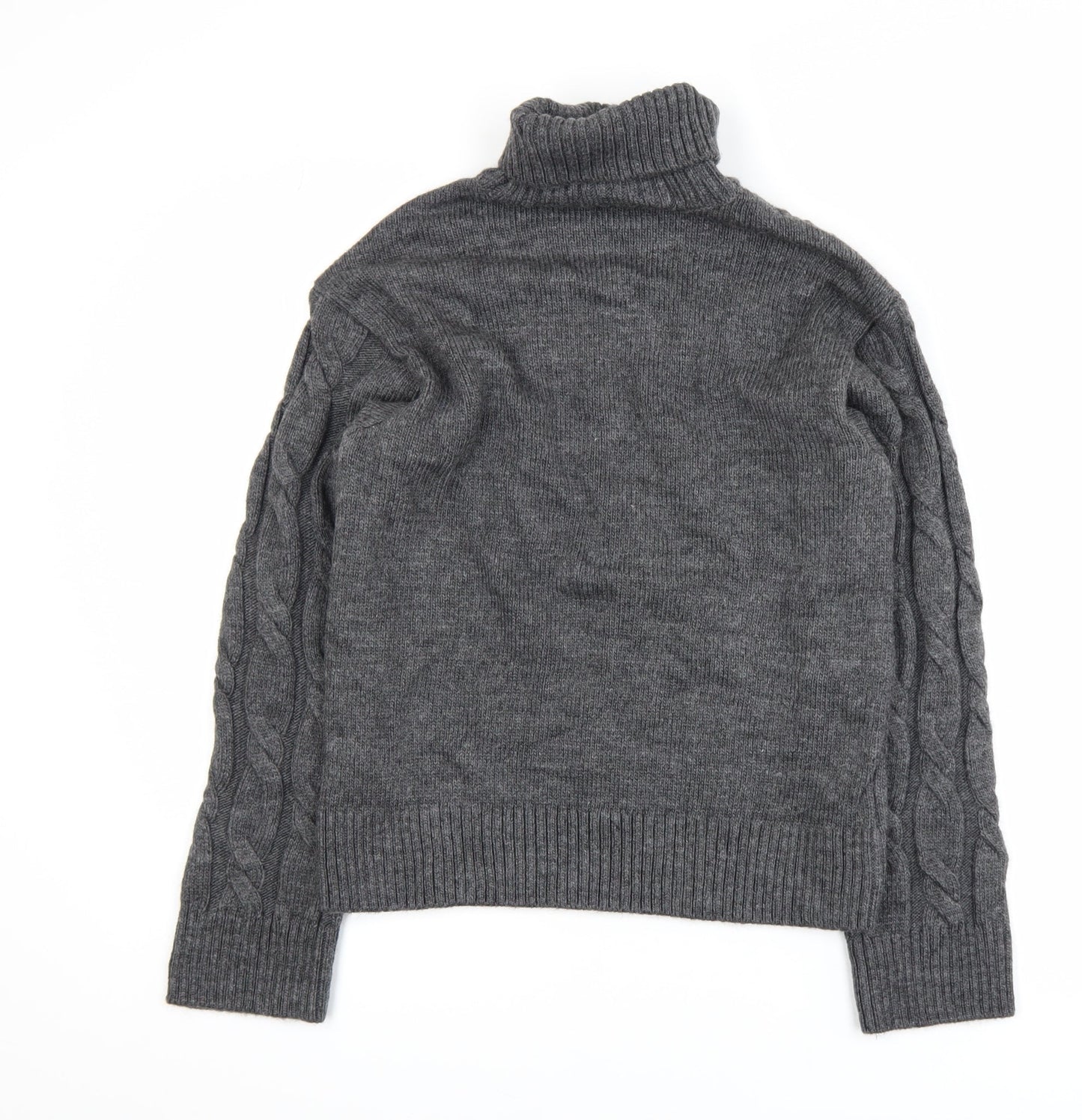 Marks and Spencer Women’s Grey Roll Neck Cable-Knit Jumper XS
