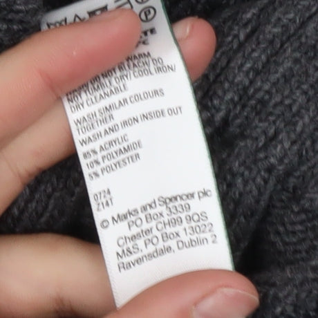 Marks and Spencer Women’s Grey Roll Neck Cable-Knit Jumper XS