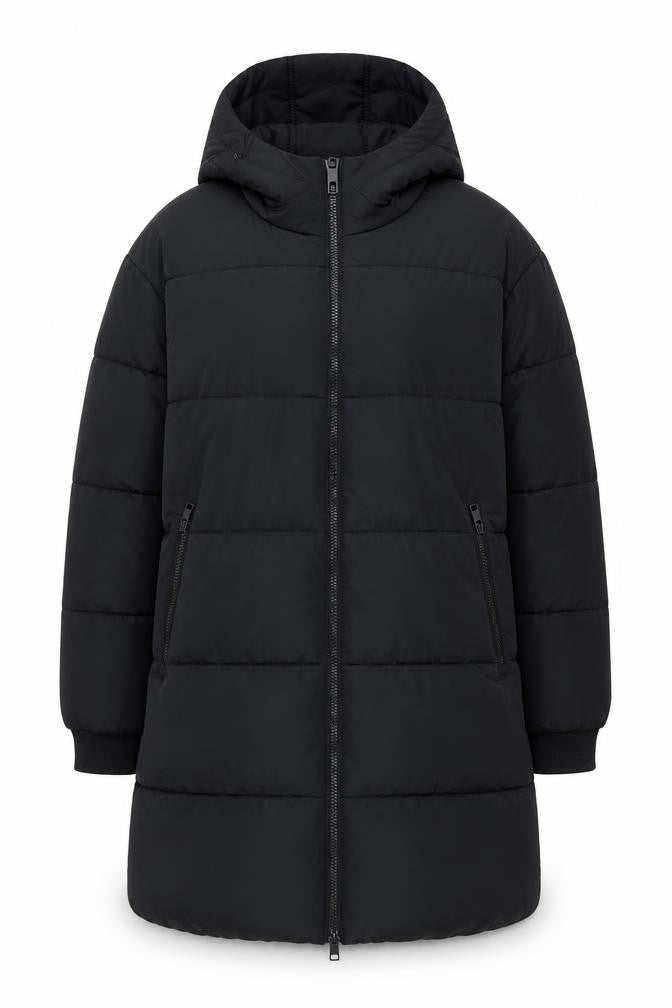Marks & Spencer Women's Black Long Hooded Puffer Coat Size 4