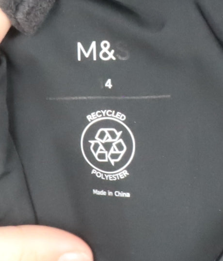 Marks and Spencer Women's Black Long Hooded Puffer Coat Size 4