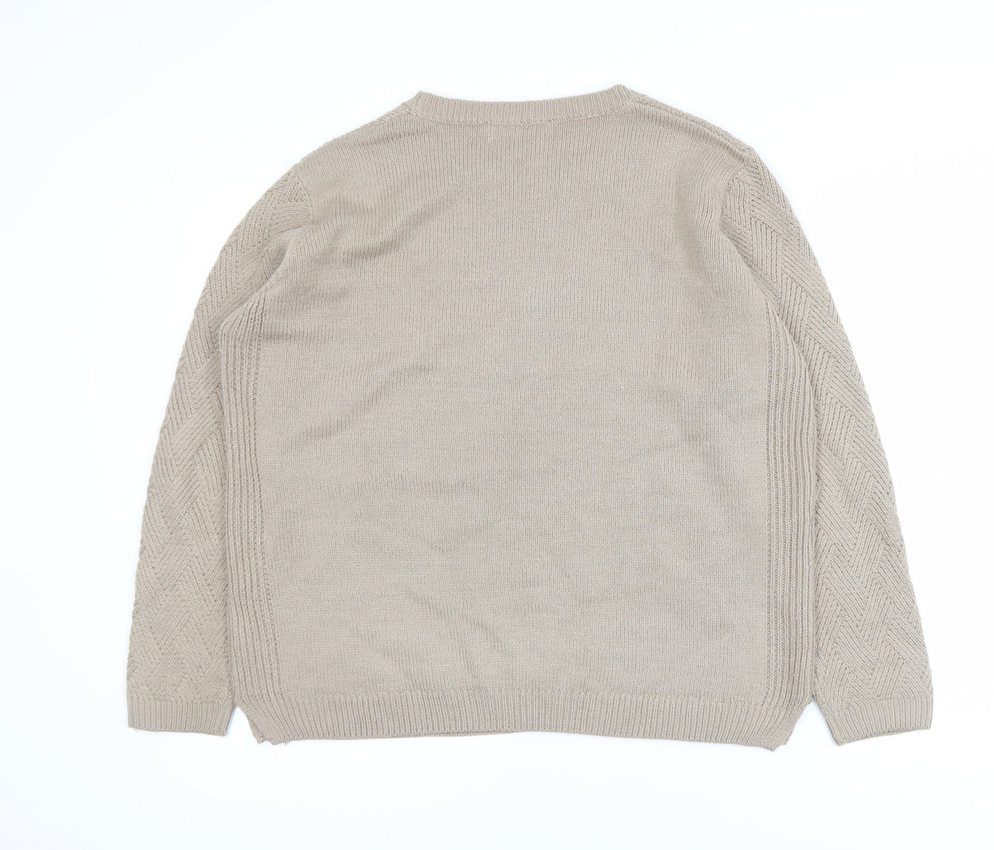 Isle Women's Beige Cable-Knit Acrylic Jumper Size 18-20 L