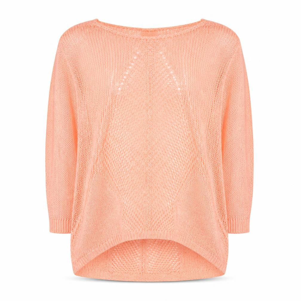 Next Women Coral Open-Knit Acrylic Nylon Pullover Jumper Size 10