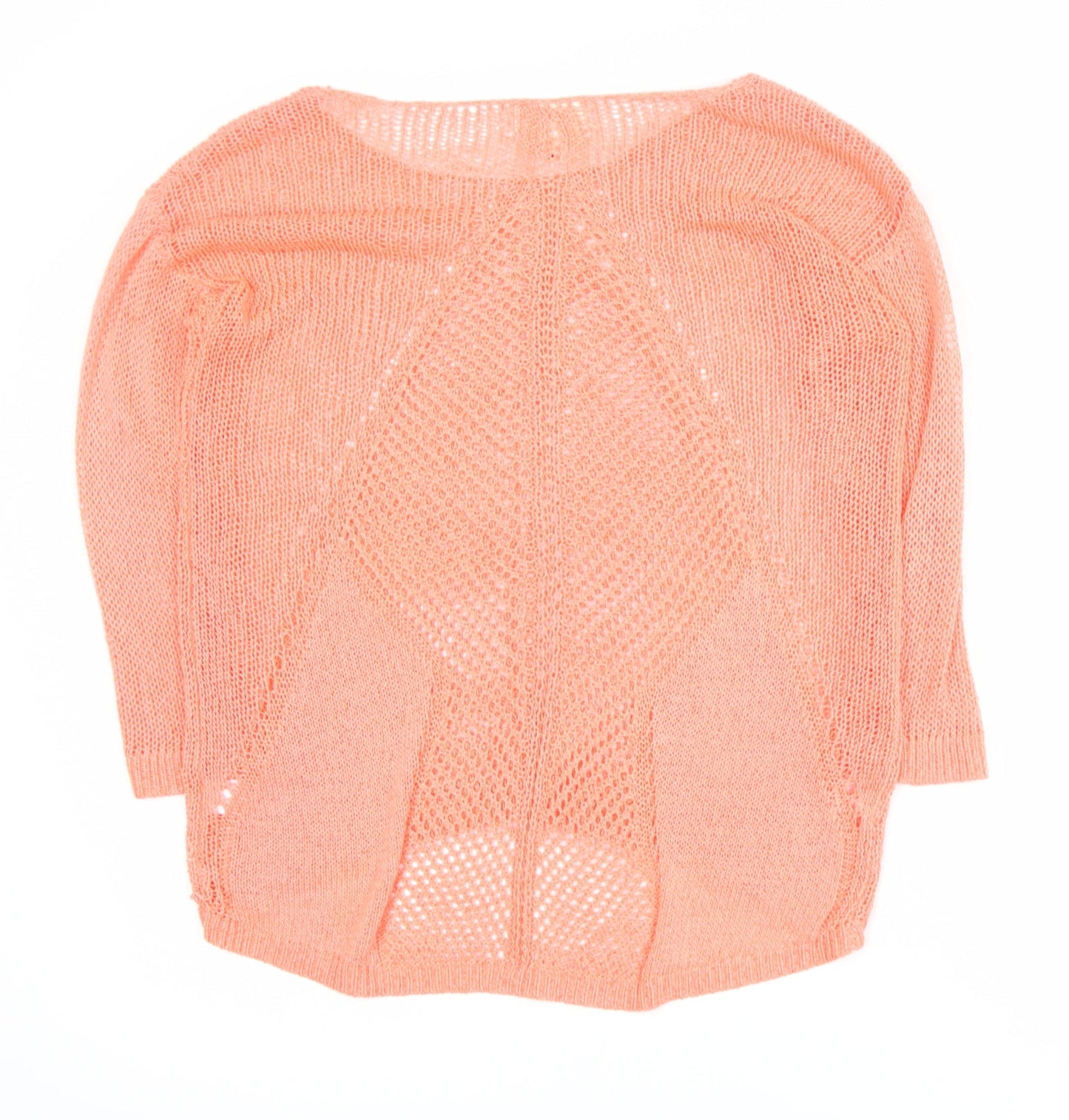 Next Women Coral Open-Knit Acrylic Nylon Pullover Jumper Size 10
