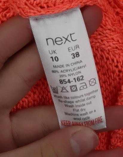 Next Women Coral Open-Knit Acrylic Nylon Pullover Jumper Size 10