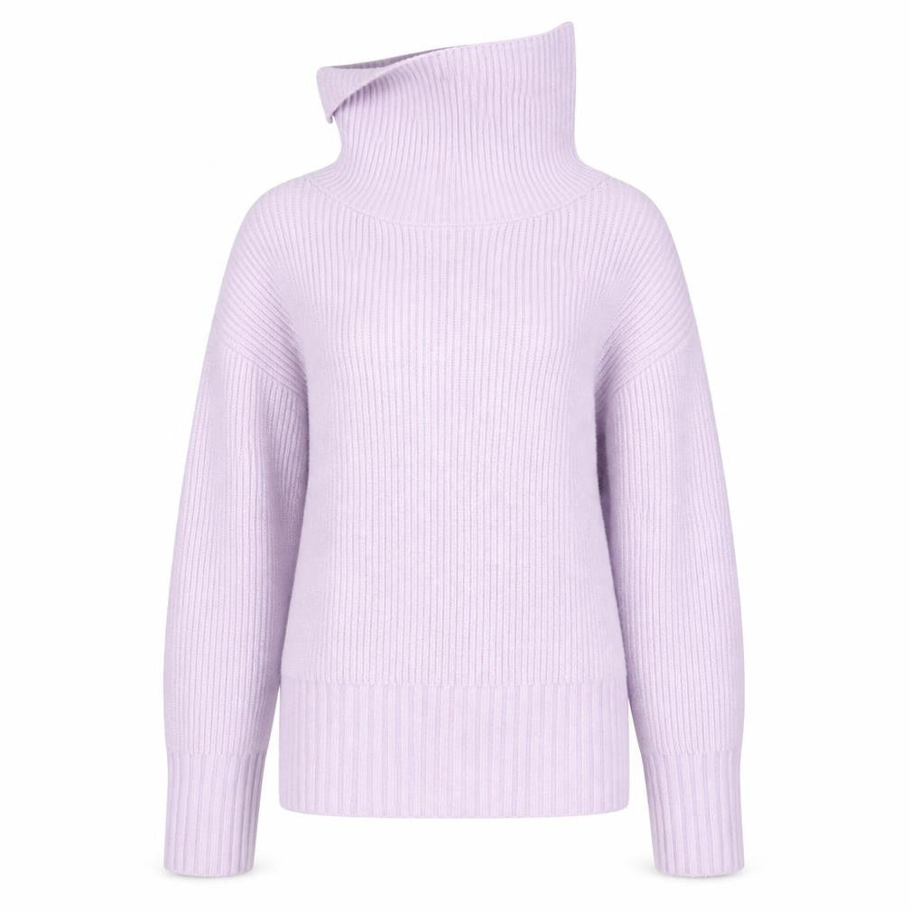 Marks & Spencer Women Purple Roll Neck Ribbed Knit Jumper M