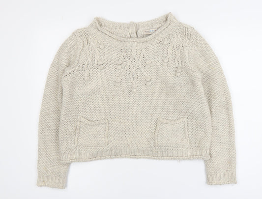 Marks and Spencer Women Beige Knit Jumper UK 12 Wool Blend Casual
