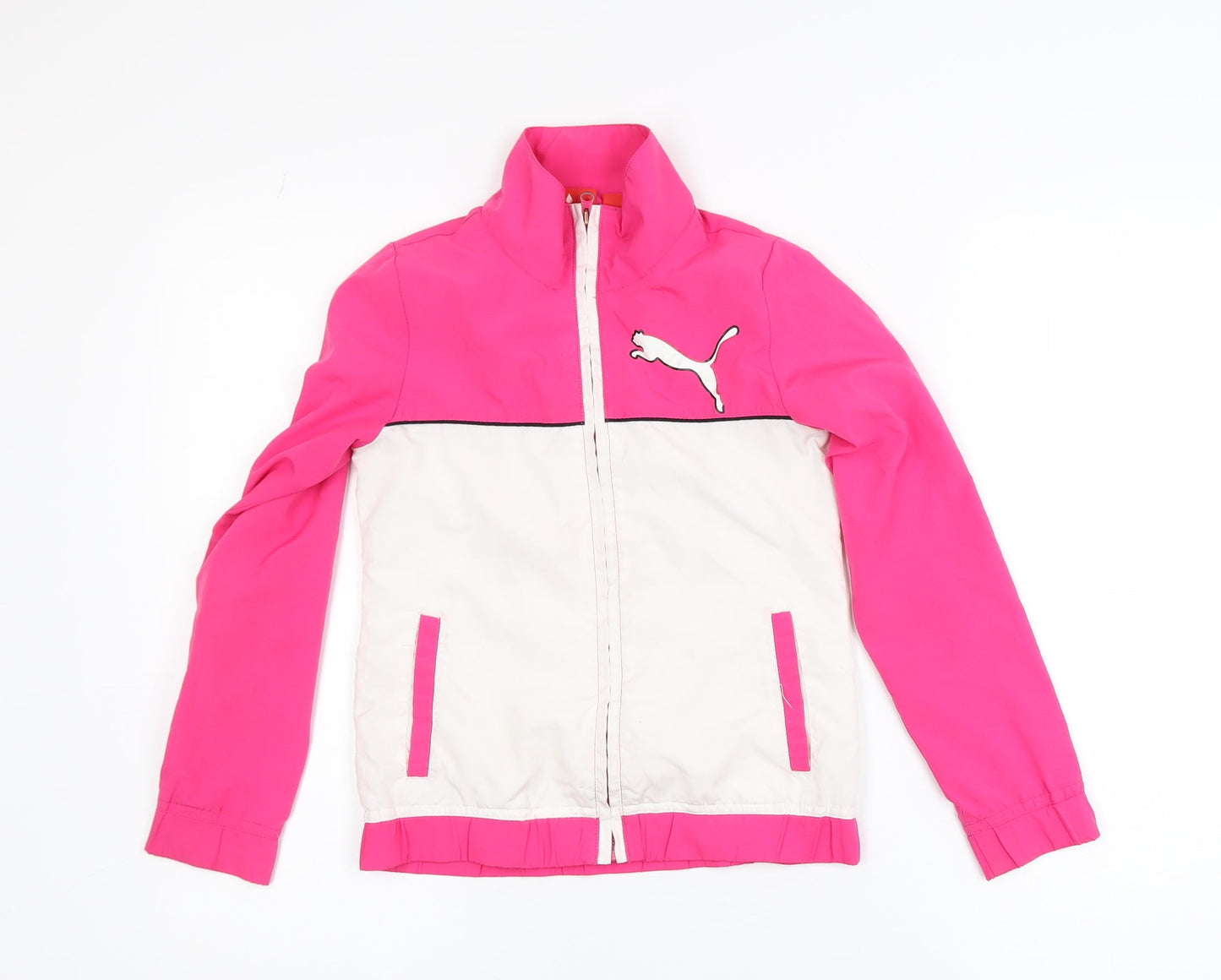 Puma Girls Pink and White Track Jacket Size 8 Years Full Zip Sportswear