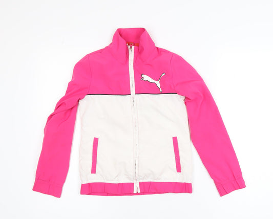 Puma Girls Pink and White Track Jacket Size 8 Years Full Zip Sportswear