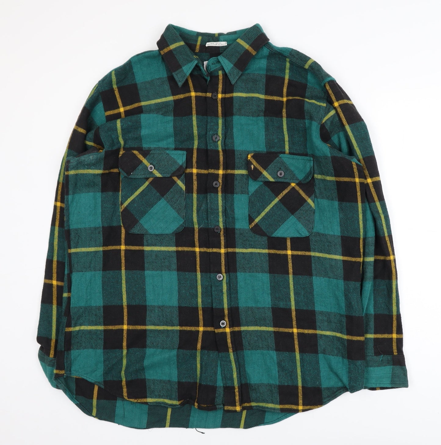 aka BAY Men's Green Checked Flannel Cotton Casual Jacket L