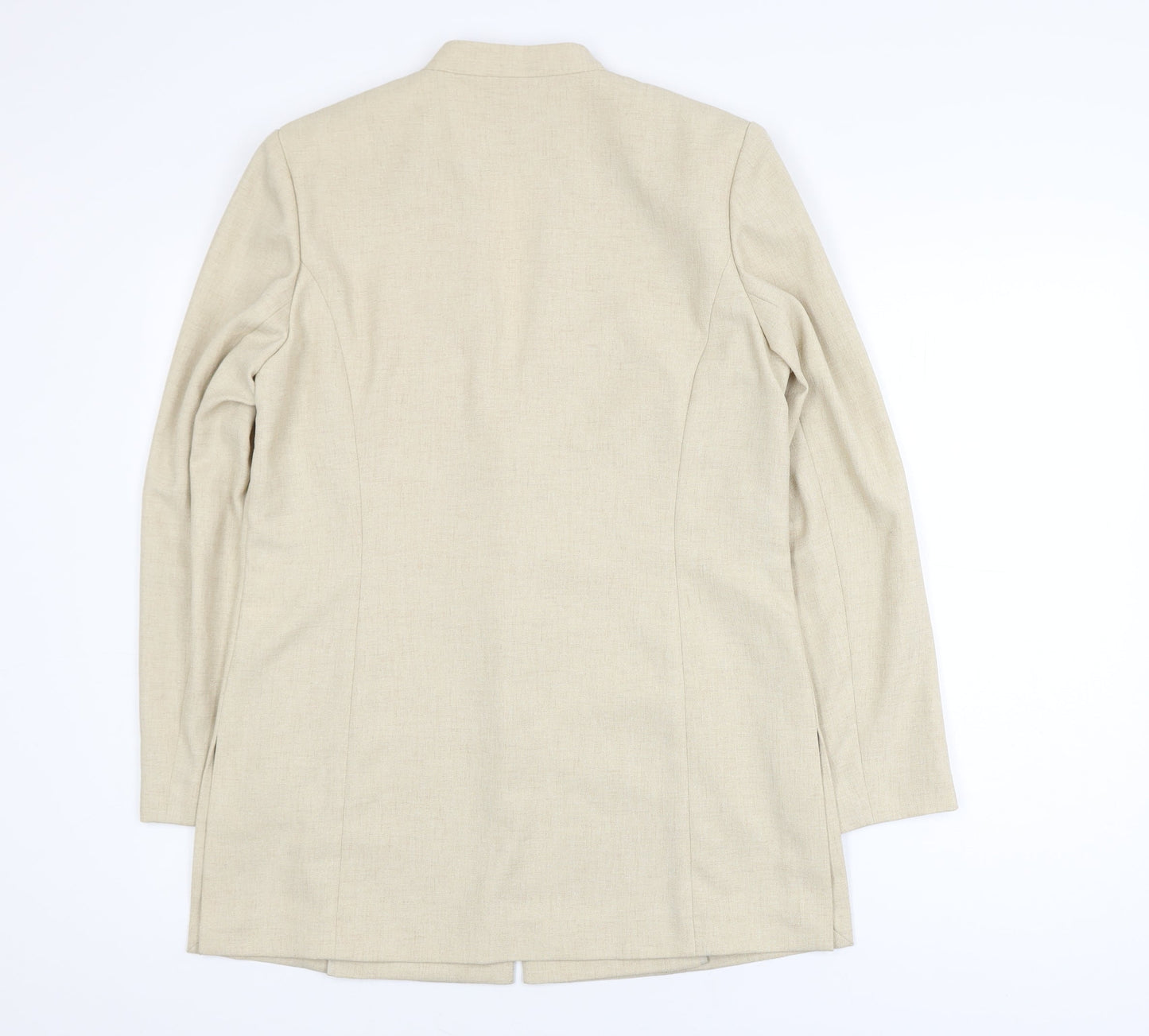 Jacques Vert Women's Beige Long Blazer Jacket Size 12 Classic Workwear