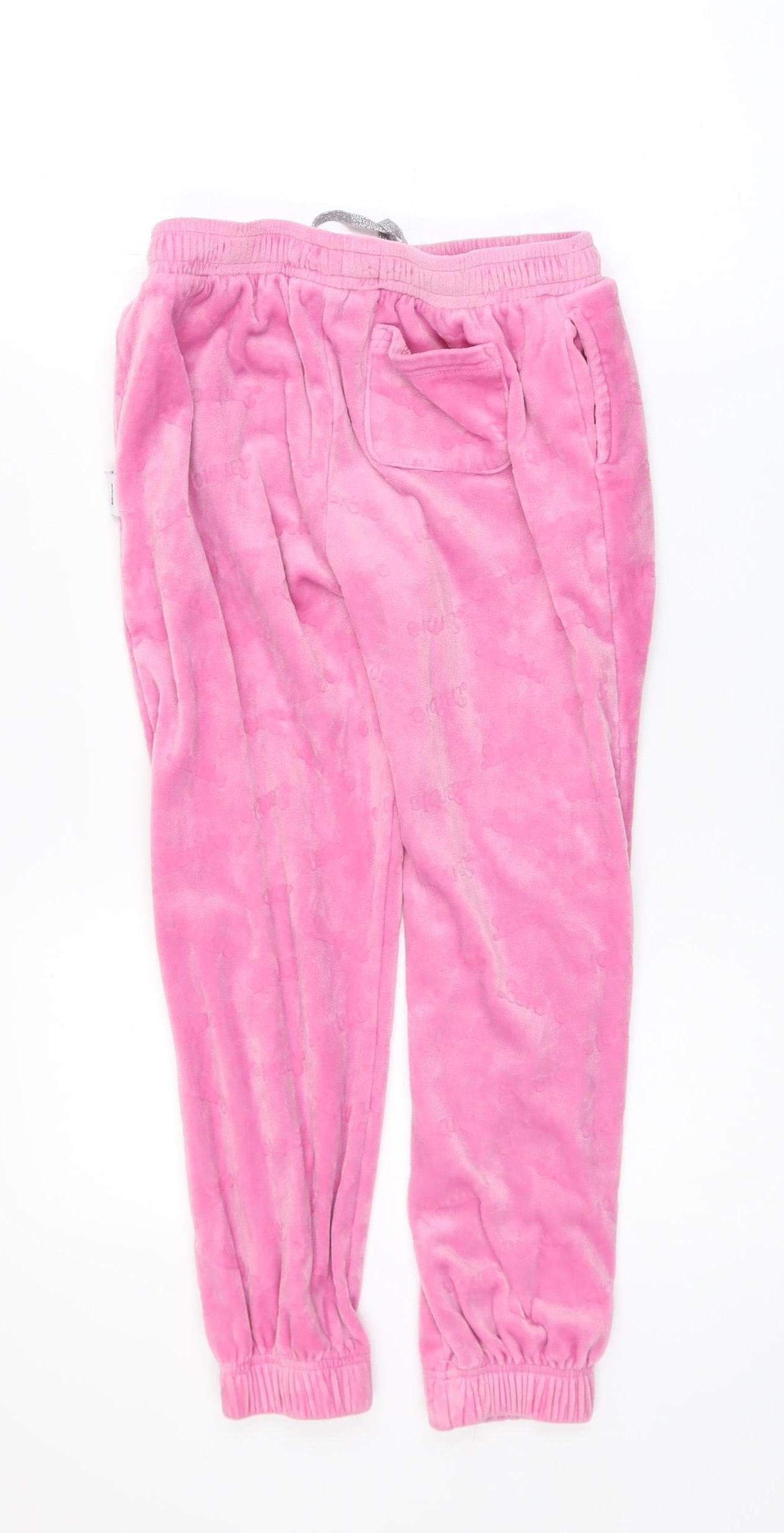 Barbie Girls Pink Velour Jogger Trousers Size 12 Years Elastic Waist
