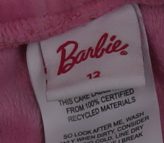 Barbie Girls Pink Velour Jogger Trousers Size 12 Years Elastic Waist