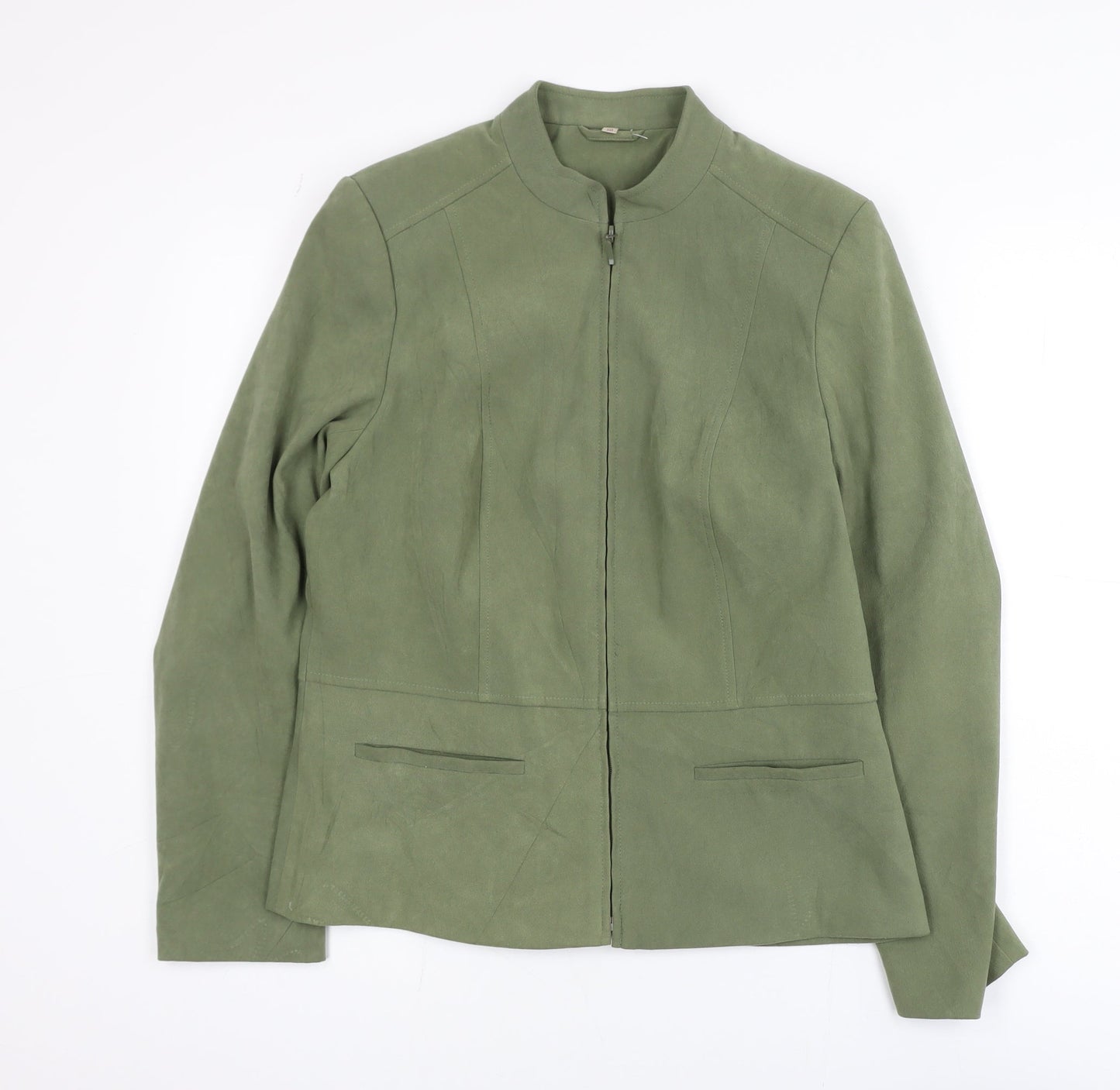 Style by EWM Womens Green Full Zip Lined Jacket Size 10
