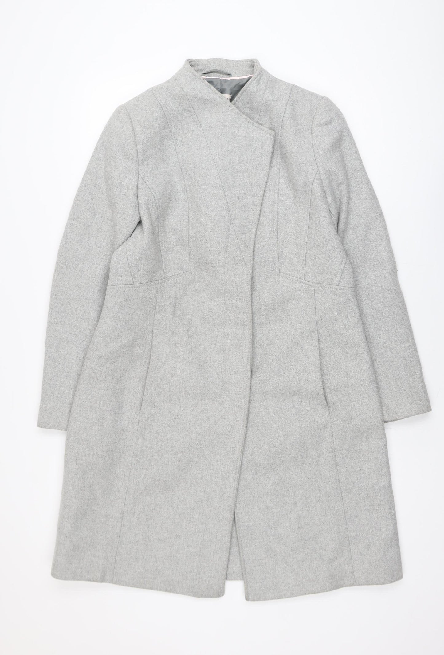 Monsoon Women's Grey Wool Blend Long Overcoat Size 14