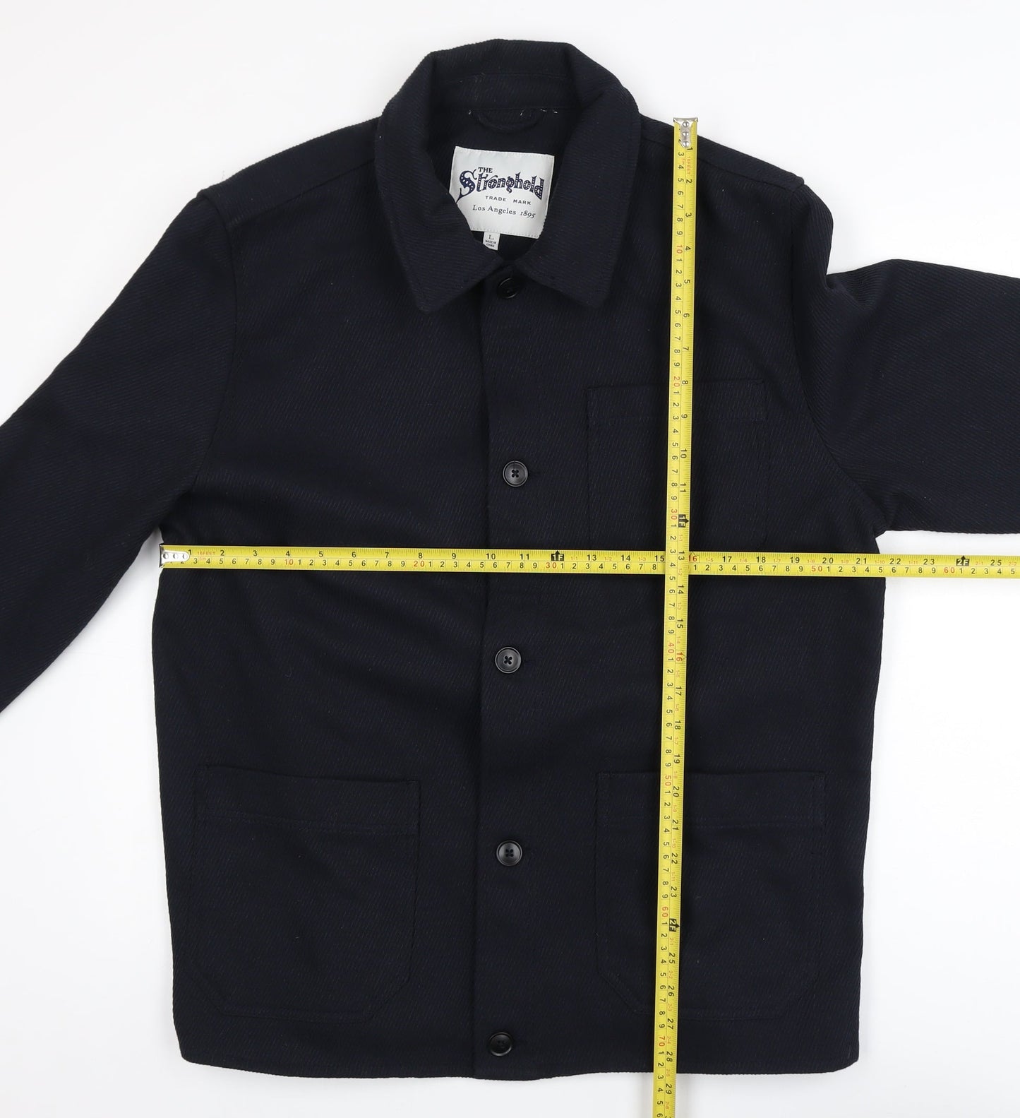 The Stronghold Men's Black L Casual Button Jacket Wool Blend