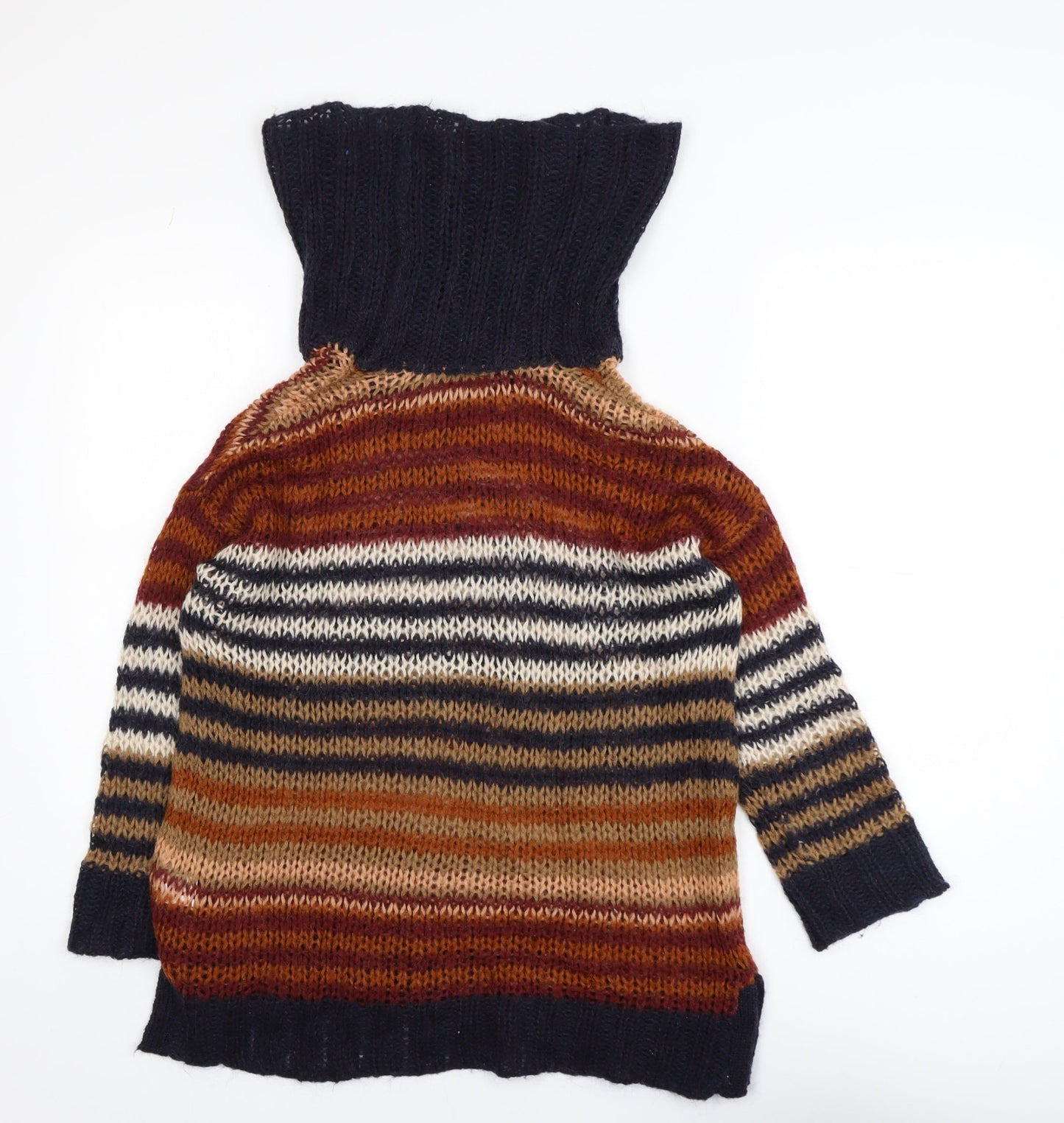 Warehouse Women’s Multicoloured Roll Neck Chunky Knit Jumper UK 10