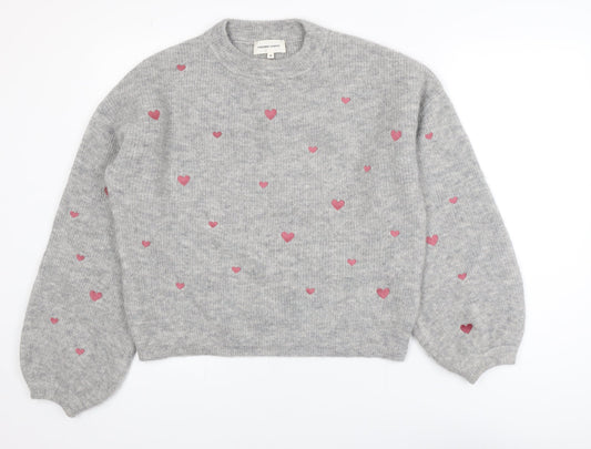 Fabienne Chapot Women's Grey Heart Knit Pullover Jumper XS