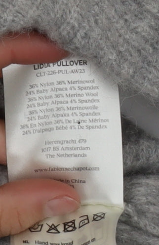 Fabienne Chapot Women's Grey Heart Knit Pullover Jumper XS