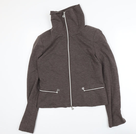 Bandolera Women Brown Slim Fit Bomber Jacket Size 12