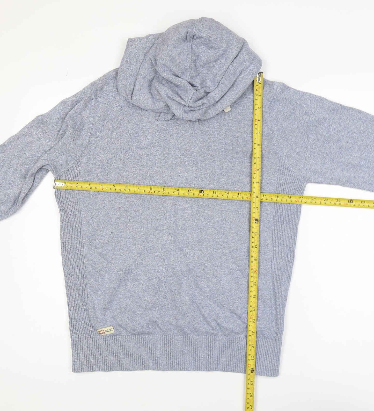 Next Men's Grey Pullover Hoodie Medium Knit Cotton Blend