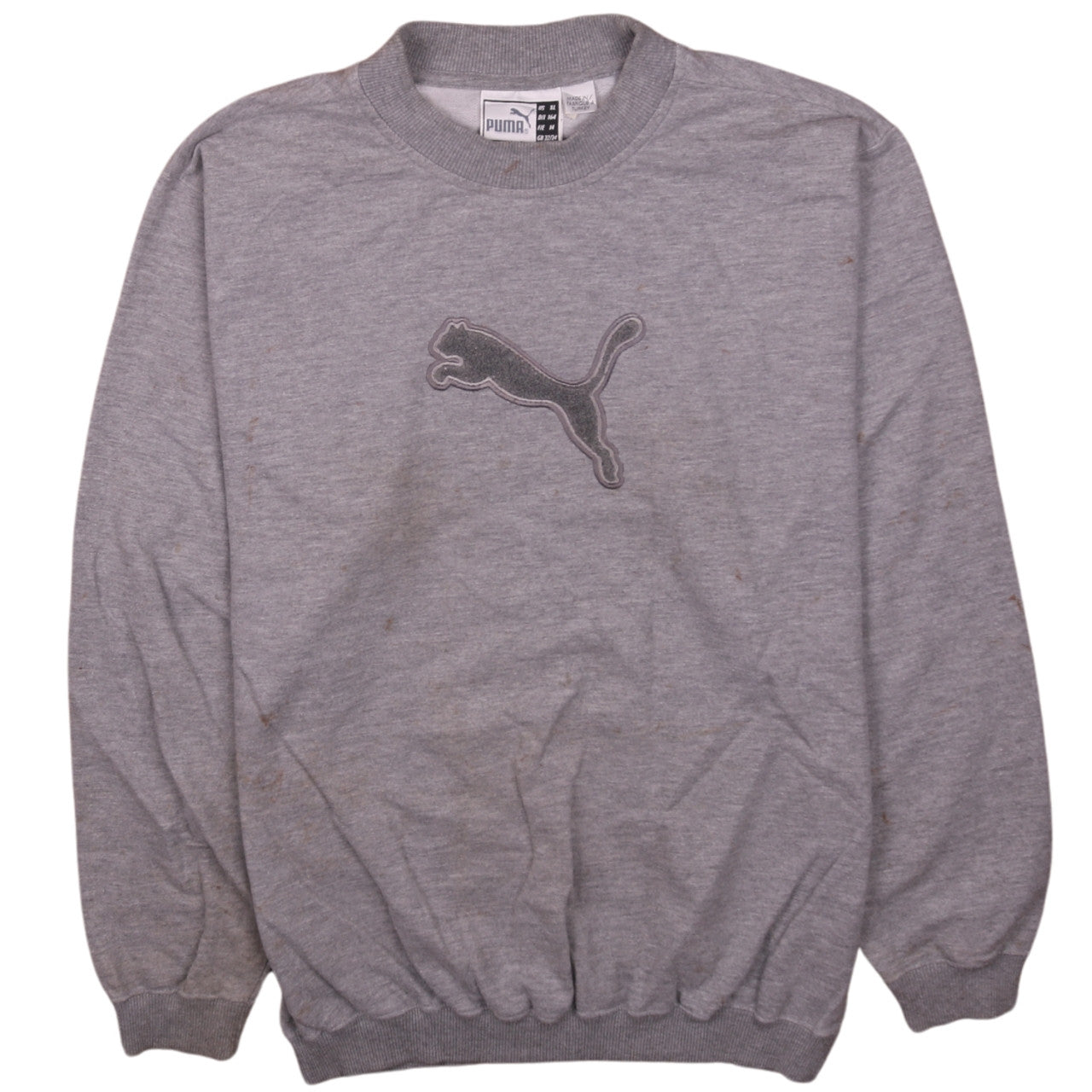 Puma Boys Grey Crew Neck Pullover Sweatshirt Size 164 Logo Embroidered Top