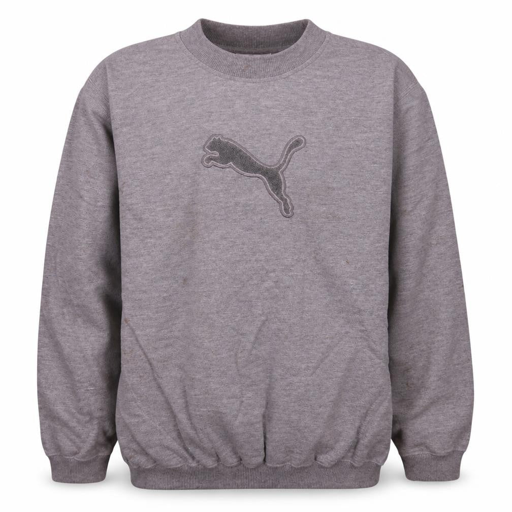 Puma Boys Grey Crew Neck Pullover Sweatshirt Size 164 Logo Embroidered Top