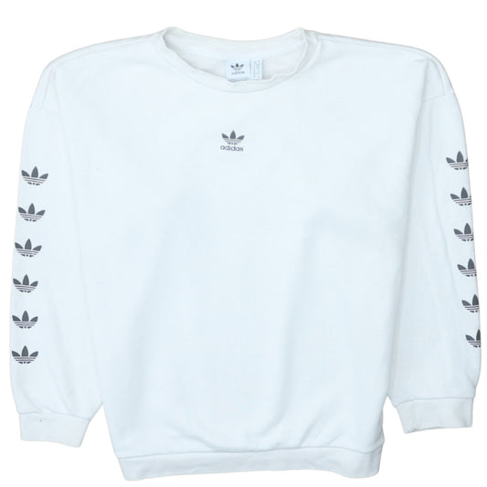 adidas Womens White Size 10 Pullover Crew Neck Sweatshirt