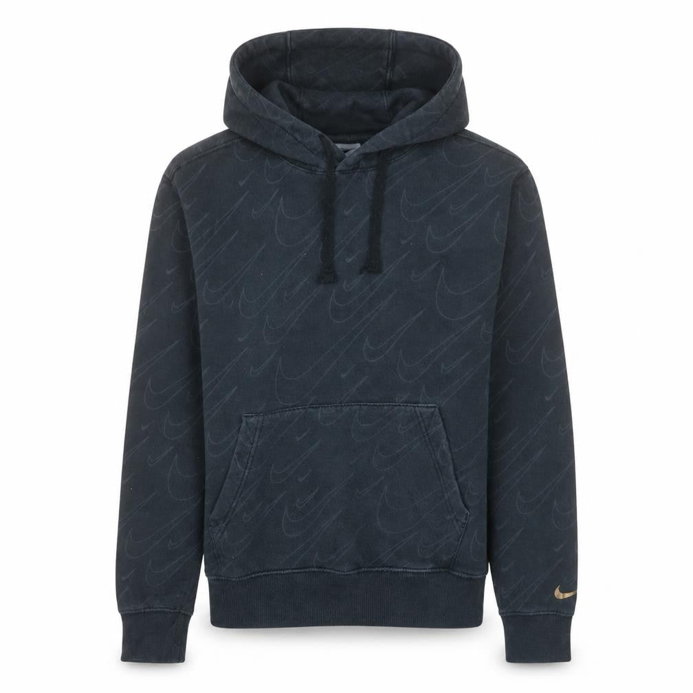 Nike Womens Black XS Pullover Hoodie Logo Patterned Cotton Blend