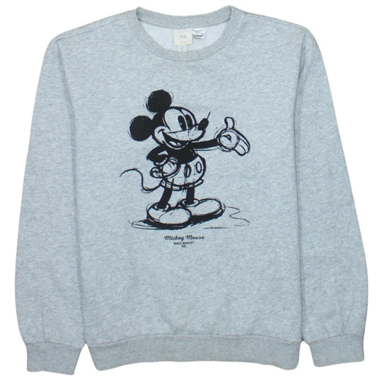 H&M L.O.G.G. Womens Grey Mickey Mouse Sweatshirt XS Cotton Blend