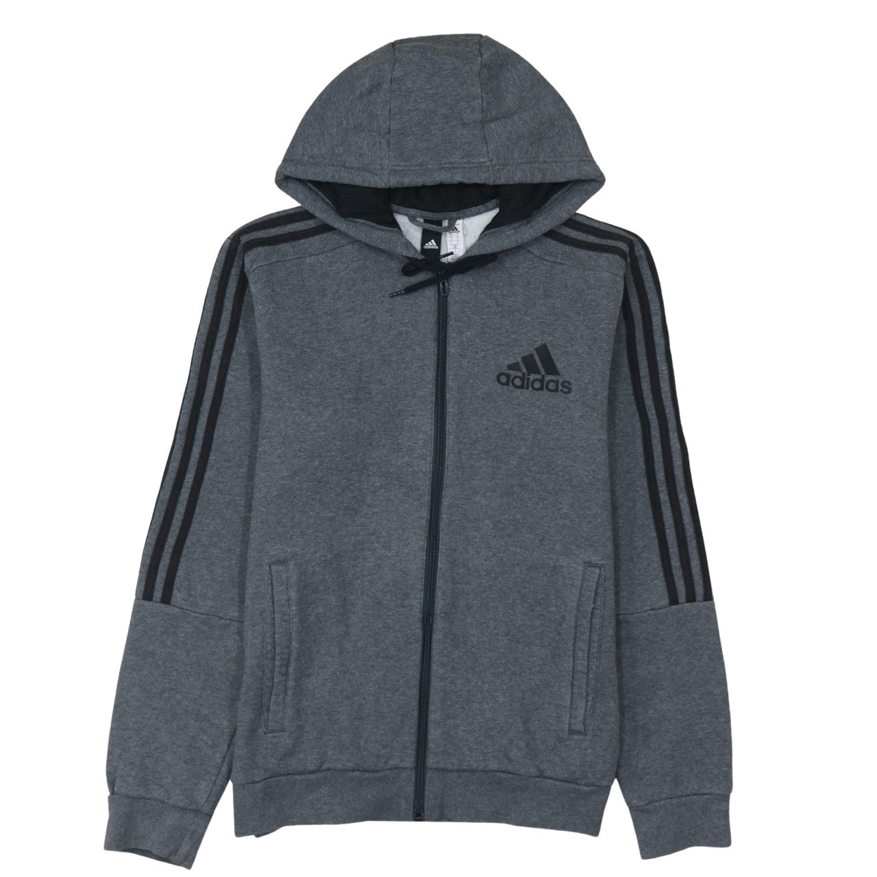 Adidas Men Grey Full Zip Hoodie Small Fleece Sportswear