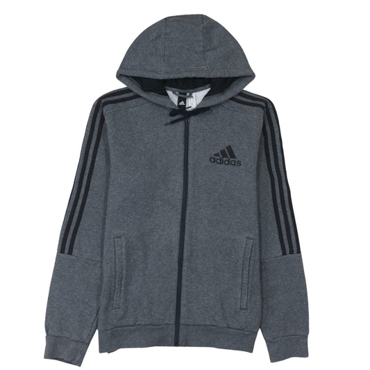 Adidas Men Grey Full Zip Hoodie Small Fleece Sportswear