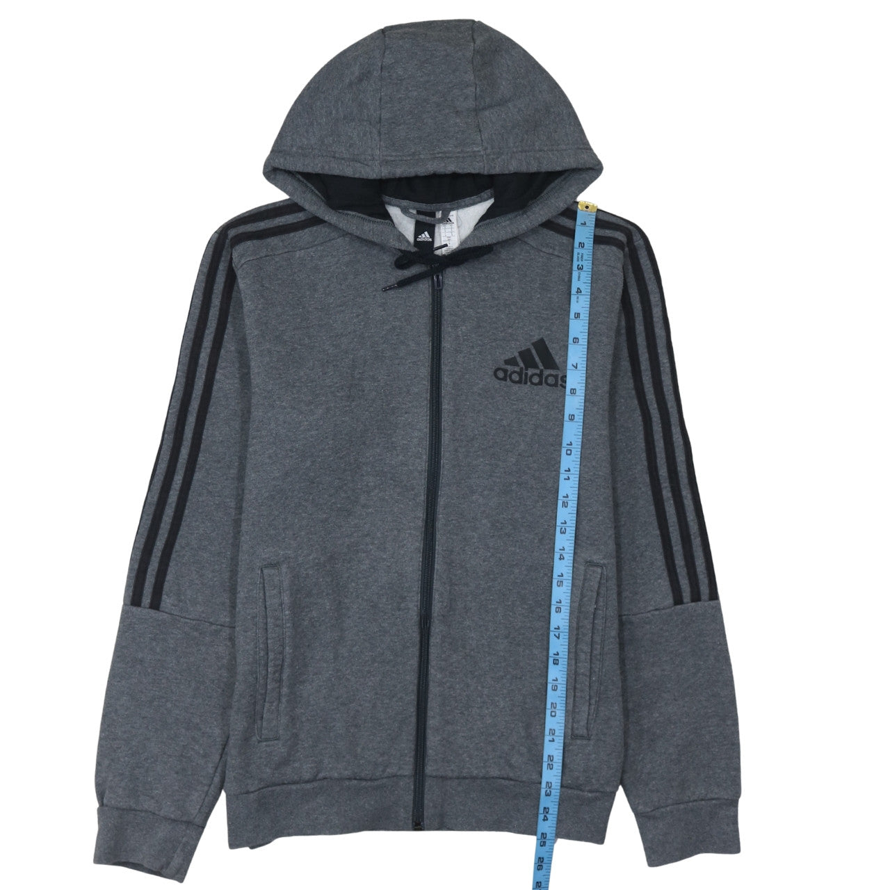 Adidas Men Grey Full Zip Hoodie Small Fleece Sportswear