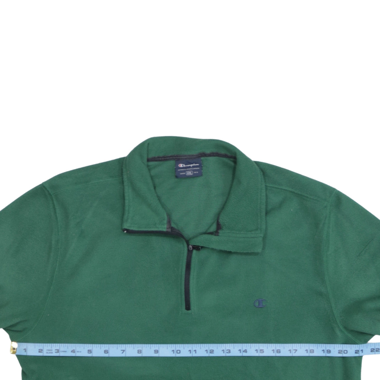 Champion Mens Green 2XL 1/4 Zip Fleece Sweatshirt Pullover