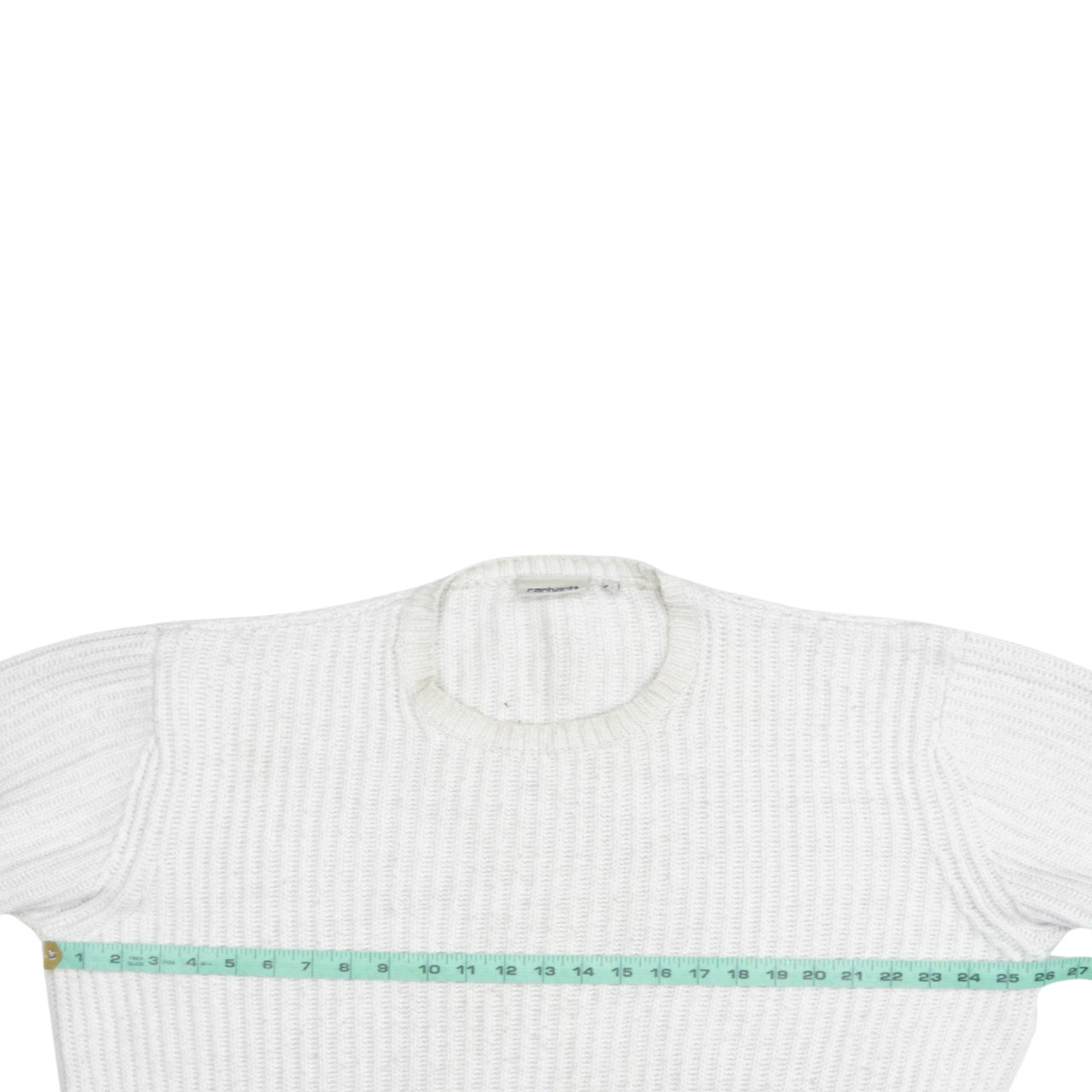 Carhartt Men White Chunky-Knit Wool Pullover Jumper M