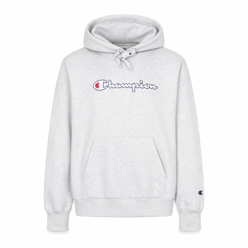 Champion Men's Grey Small Pullover Hoodie with Logo Print