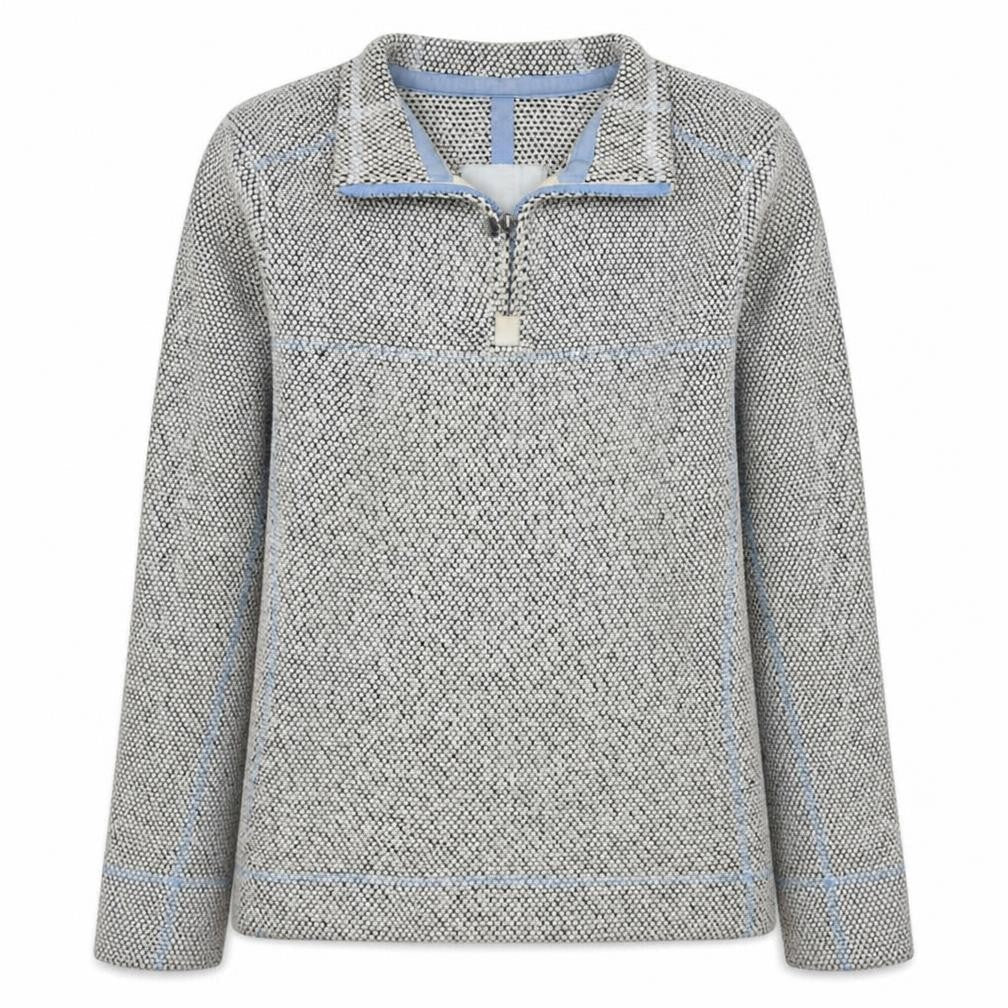 Weird Fish Women's Grey 1/4 Zip Pullover Sweatshirt Size 10 Cotton Blend