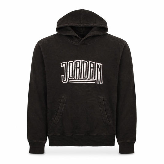 Front view of Jordan men’s black pullover hoodie, size M, embroidered logo