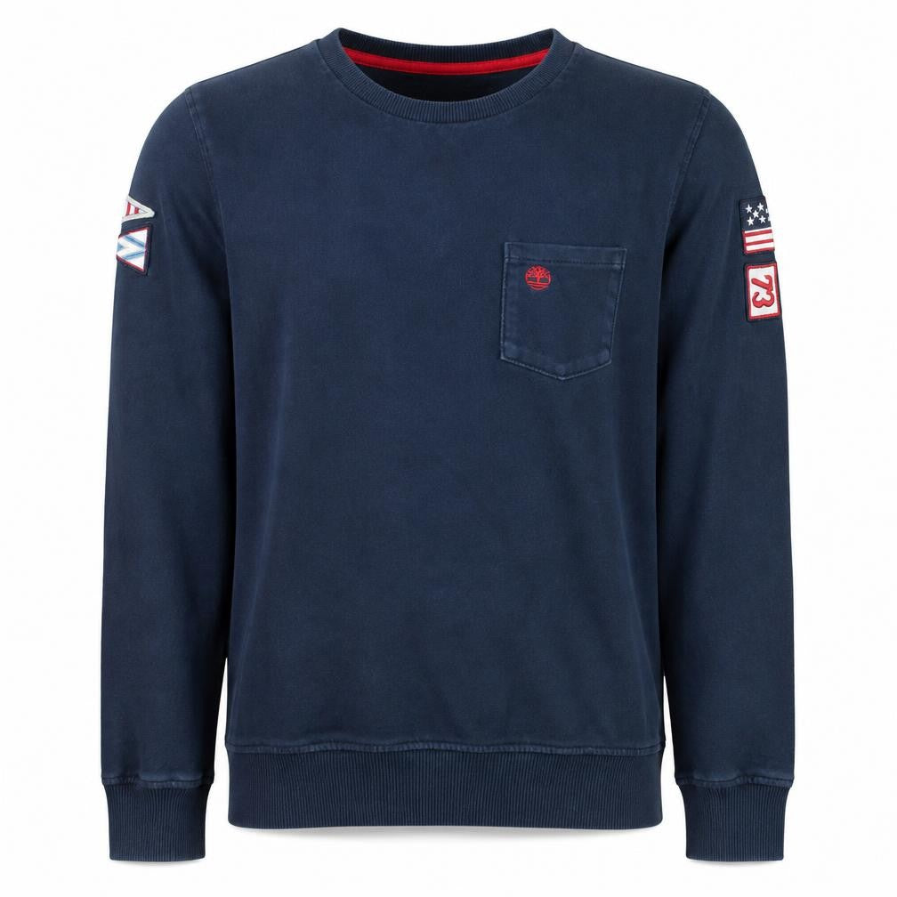 Timberland Men's Blue Crew Neck Cotton Pullover Sweatshirt L
