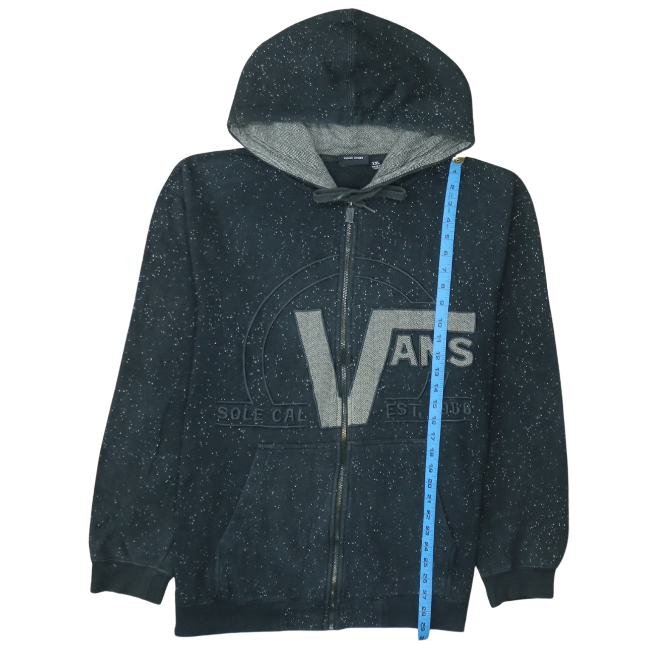 Vans Unisex Black Full Zip Hoodie XXL Cotton Blend Speckled Design