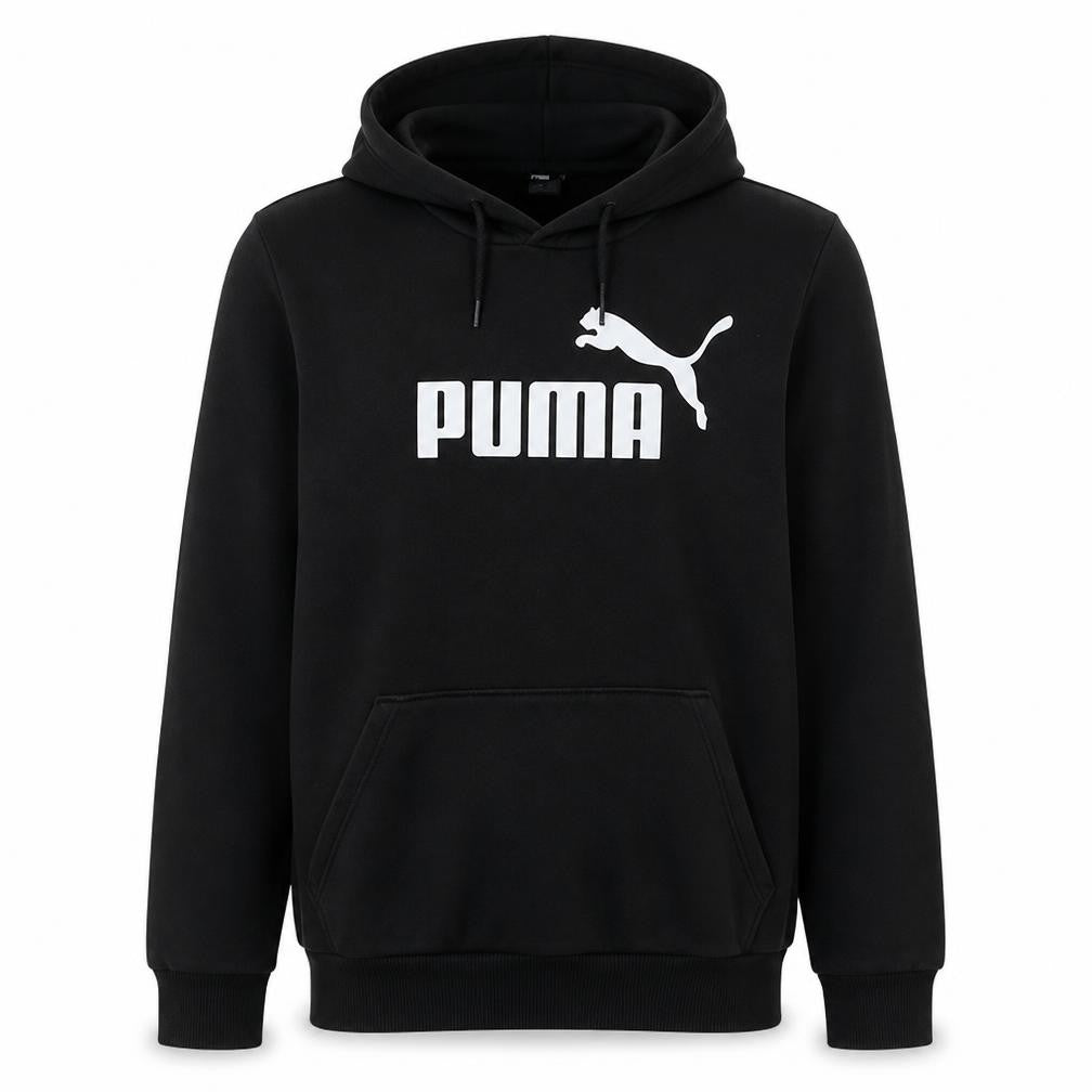 Puma Men’s Black Pullover Hoodie Medium Fleece Logo Sweatshirt