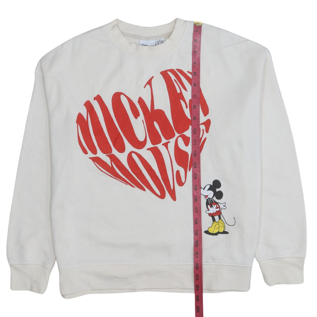 Disney Women White Mickey Mouse Graphic Pullover Sweatshirt Size M 12/14