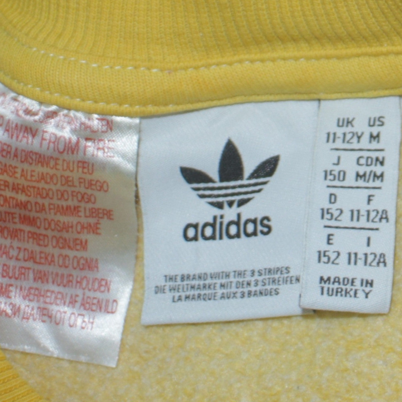 Adidas Boys Yellow Crew Neck Logo Sweatshirt Size 11-12 Years